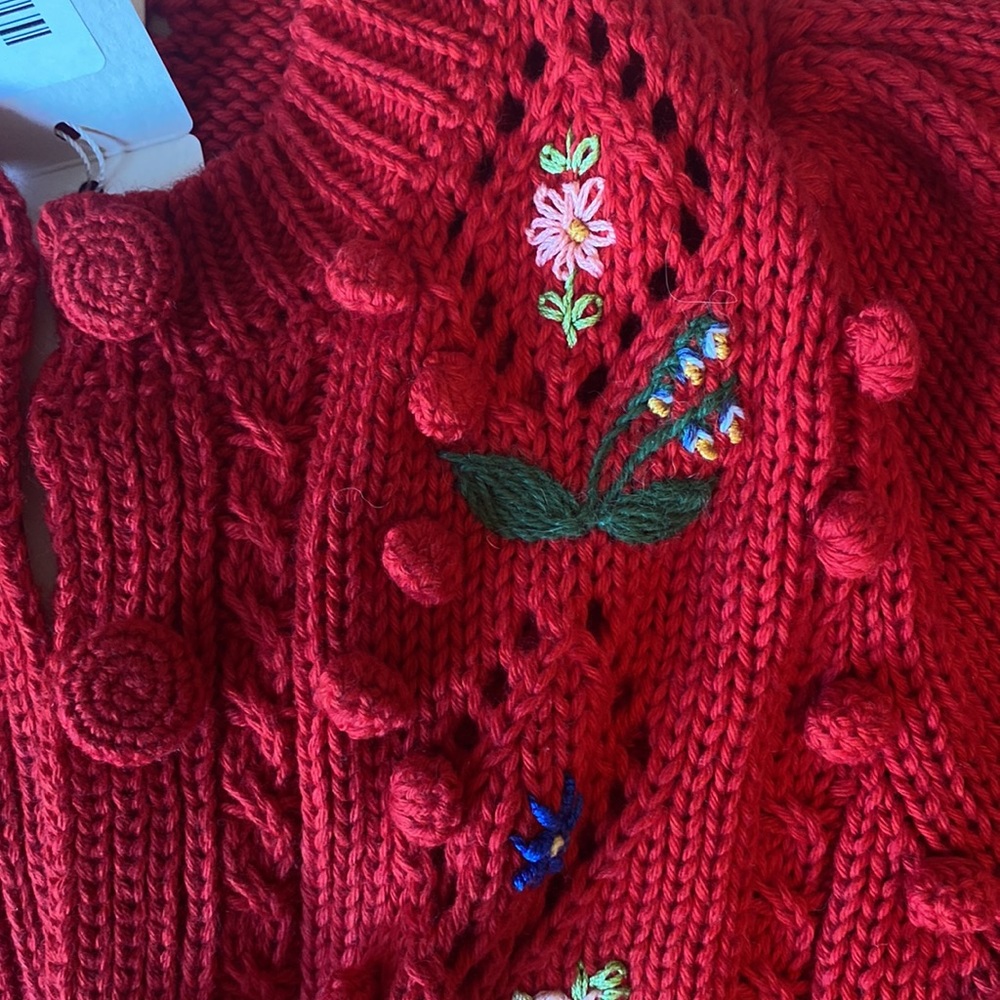 Doen - BNWT - forget-me-not cardigan size S color= cerise
